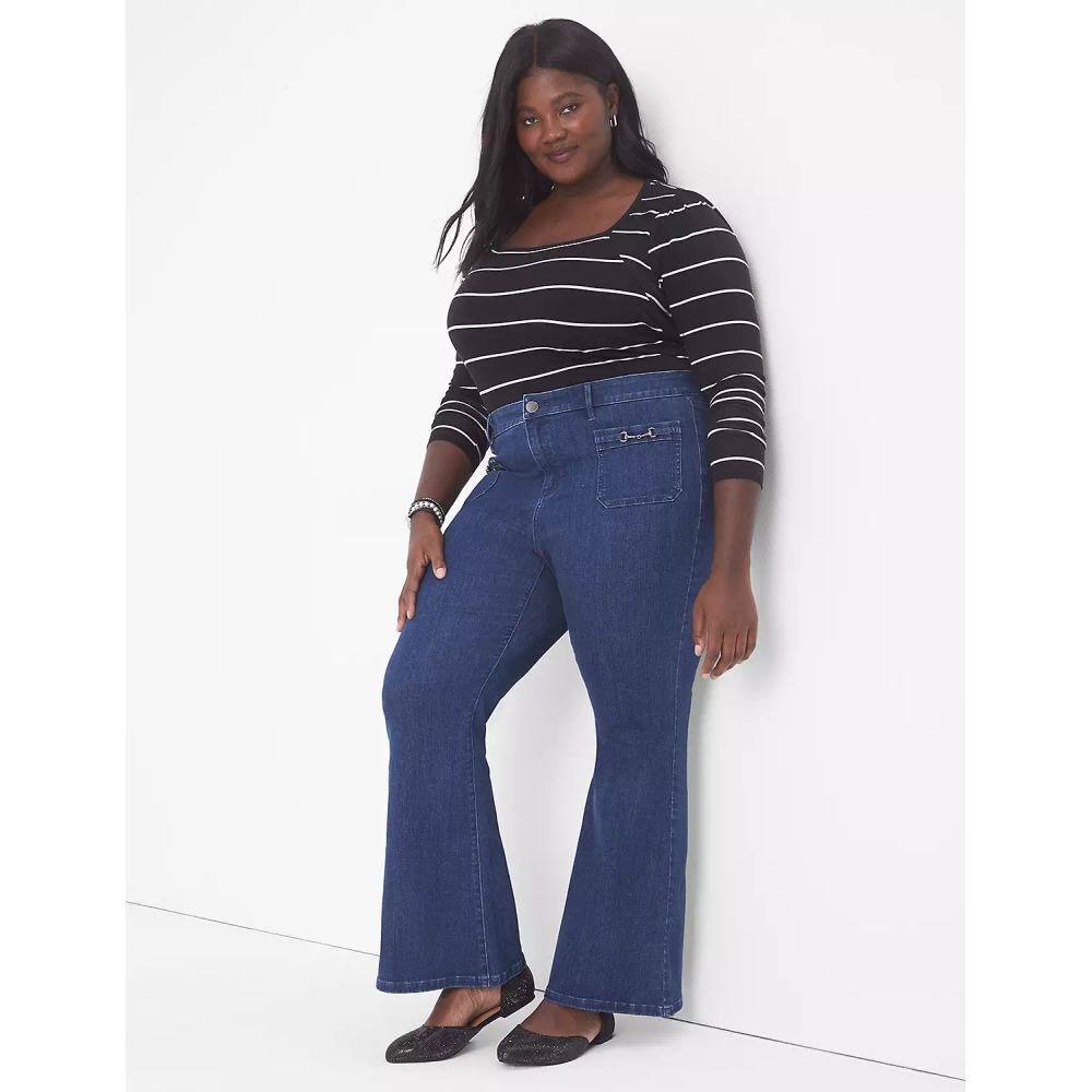 Lane Bryant Signature Fit HighRise Flare Jeans Dark Wash Horsebit 20 Plus Casual